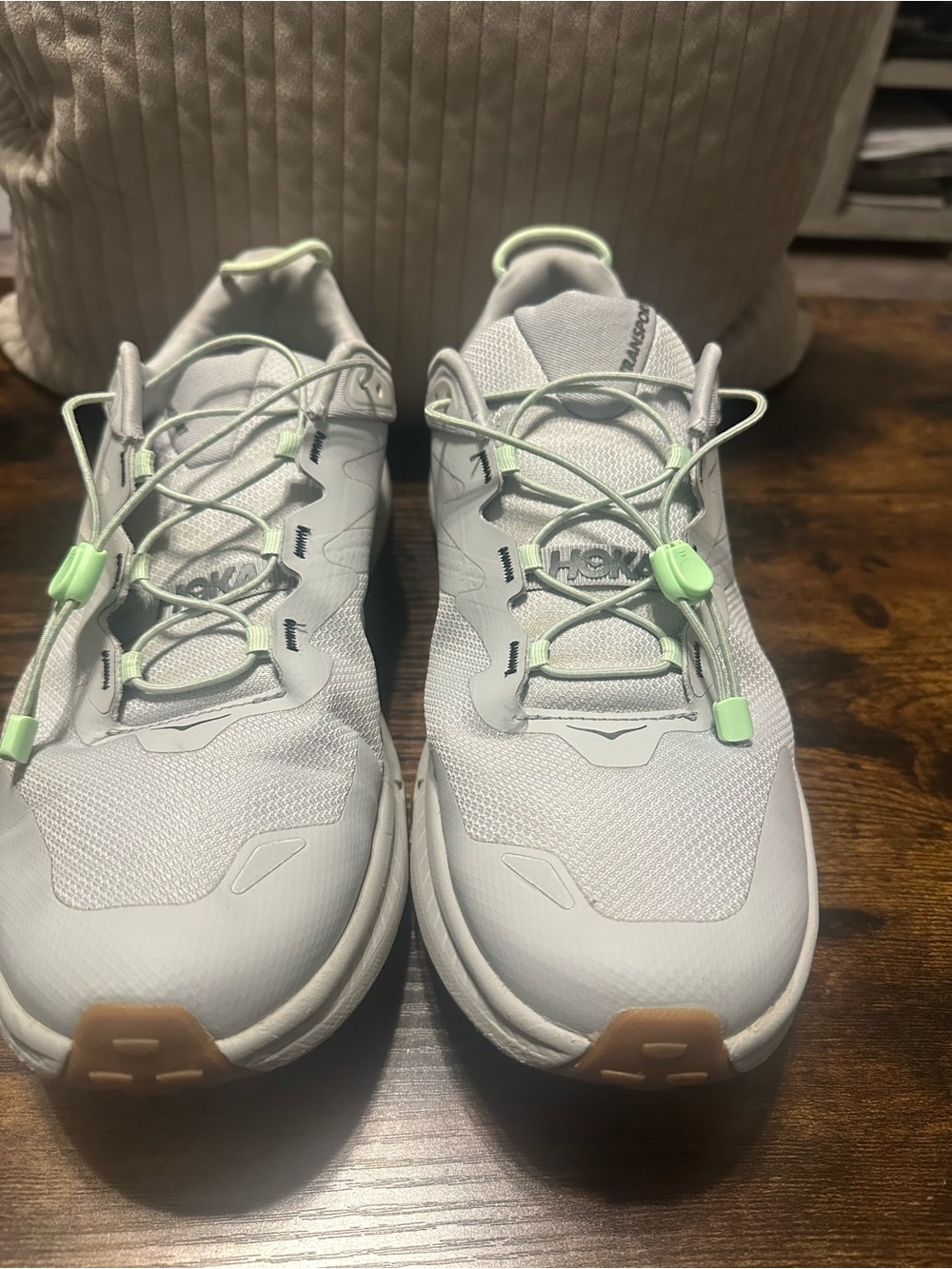 Hoka Kids' White Sneakers with Mint Accents